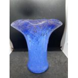 The Mavis and John Wareham Collection: Monart vase, trefoil top, blue with purple and gold