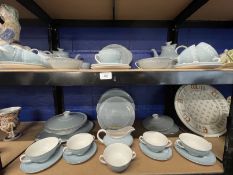 20th cent. Ceramics: Royal Doulton Aegean T.C 1015 blue ground with white leaves, dinner, tea and