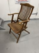 Shipping: 20th century teak slat back steamer chair.