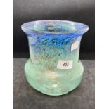 The Mavis and John Wareham Collection: Monart vase pale green with blue and multi coloured