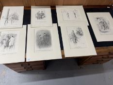 20th cent. English School: Collection of signed pen and ink 1930s magazine illustrations by L.B.