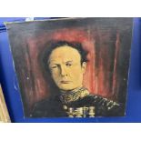 20th cent. English School: Oil on canvas of Sir Winston Churchill taken from an image of him in
