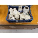 Parian ware busts, approx. 9ins. x 2, Gilbertson's inhaler A/F, smaller busts (1 A/F) x 2, small