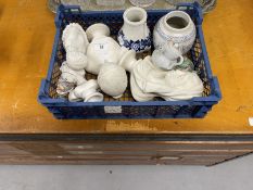 Parian ware busts, approx. 9ins. x 2, Gilbertson's inhaler A/F, smaller busts (1 A/F) x 2, small