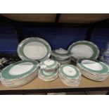 20th cent. Ceramics: Royal Worcester c1303 pattern dinner service, centre undecorated green