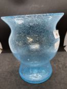 The Mavis and John Wareham Collection: Blue bubbled vase, possibly Walsh Walsh Pompeian. 7¾ins.
