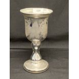 Glass: Varnish & Co, London. Mercury glass goblet with stylised leaf and grape decoration and patent