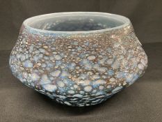 The Mavis and John Wareham Collection: 20th cent. Scottish Art Glass bowl blue with lustre overlay