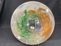 The Mavis and John Wareham Collection: Monart bowl, clear yellow with bubbles, large patches of