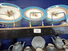 19th cent. Ceramics: Worcester Botanical dessert plates, hand painted floral centre Australian