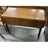 19th cent. Mahogany Pembroke tables, one with reeded legs, 40ins. x 32ins open. The other with candy