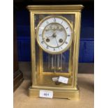 19th cent. French four glass mantel clock and open escapement signed Richard & Co. Paris and London.