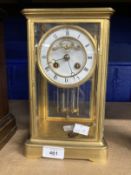 19th cent. French four glass mantel clock and open escapement signed Richard & Co. Paris and London.