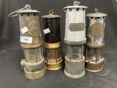 Miners Safety Lamps: 19th cent. Protector x 2, J.F. Naylor plus one other. (4)