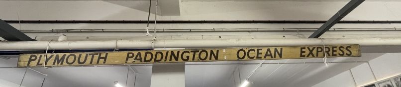 Railwayania: c1940s railway carriage destination board Plymouth Paddington Ocean Express possible