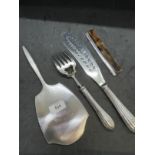 Hallmarked Silver: Dressing table mirror and comb, plus fish servers. Total inclusive weight 20.