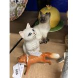 20th cent. Ceramics: Beswick lemon preserve jar on stand, Beswick fox N1440, white kitten 1886,