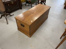 The Mavis and John Wareham Collection: Pitch pine blanket box with iron handles and hinges. 50ins. x