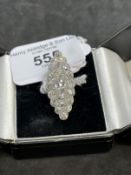 Jewellery: Art Deco 1930s 4.25ct old cut diamond marquis ring, centre diamond - 1.25ct. Tests as