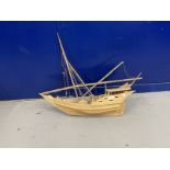 20th cent. Madagascan balsa wood model of an indigenous fishing boat.