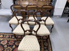 19th cent. Rosewood hoop scroll back dining chairs. (6)