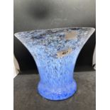 The Mavis and John Wareham Collection: Monart vase flared shape pale blue with purple inclusion to