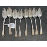 Hallmarked Silver: Georgian dessert spoons, London 1801, maker William Eaton. Approx. 8oz. (8)