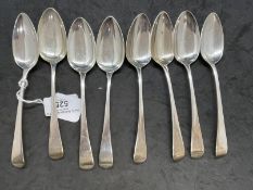 Hallmarked Silver: Georgian dessert spoons, London 1801, maker William Eaton. Approx. 8oz. (8)