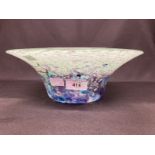 The Mavis and John Wareham Collection: Monart bowl green crackle overlaid with blue and purple. Dia.