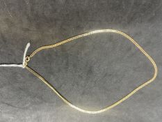 Hallmarked Jewellery: 9ct gold zip link necklet, length 15ins. Weight 4.9g.