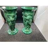 The Mavis and John Wareham Collection: 20th cent. Hoffmann malachite art glass, nude nymph vases,