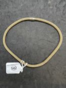 Jewellery: Silver gilt torque style necklet with magnetic clasp stamped 925. Length 18ins. Weight