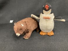 Toys: 20th cent. Japanese clockwork 'Modern Toys' Jolly Penguin and Walking Bear both with