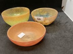 The Mavis and John Wareham Collection: Daum trinket bowl orange and red. Dia. 4¾ins. Plus two