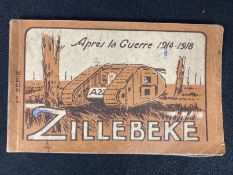 WWI Tank Postcard Booklet 'Apres la Guerre 1914-18 Zillebeke' illustrating various tanks destroyed