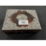 19th cent. Tortoiseshell jewellery box with silver decoration to the top. 5½ins. x 4¼ins. x 2ins.