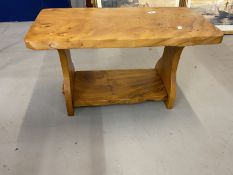 Light oak coffee table with shelf. 42ins. x 19ins. x 19ins. Dark oak coffee table with a