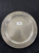 Chinese export silver salver c1900, with bamboo design, signed on the base Tuck Chang. Weight 13.