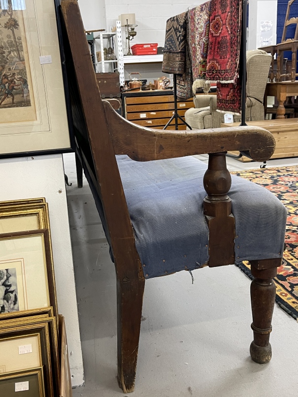 19th cent. Mahogany drop flap two drawer work table on tripod base, mahogany plant stand with fluted - Image 2 of 4