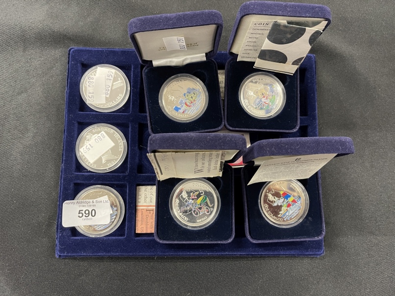 Coins/Numismatics: Solomon Islands 2000 Sydney Olympics silver proof coins including 2 x $5