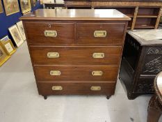 Maritime/Harland and Wolff: 19th century oak campaign chest of two short and three long drawers