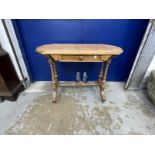 19th cent. Satinwood side table with drawer, on four shaped supports above china castors.