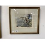 Henry Wilkinson (1921-2011): Signed limited editions fishing and woodpeckers. 9ins. x 8ins. (2) &
