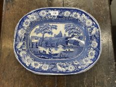 19th cent. English Ceramics: Masons Imari bowl, stand and cover, Spode blue and white meat serving