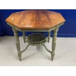 Edwardian octagonal table with painted base, turned & reeded legs united by a octagonal central