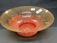The Mavis and John Wareham Collection: Monart bowl red, orange clear with green, blue and aventurine
