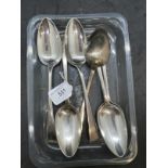 Hallmarked Silver: Georgian table spoons, London 1802/3, maker Richard Crossley. Approx. 12oz. (6)