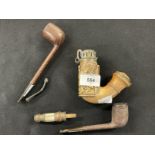 Smoking Requisites: Includes Oceanana, South Seas or Maori Finley carved pipe depicting a tiki,