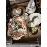 Ceramics: Doulton Old English bowl, venison bowl, Country Artist wren, 19th cent. Coalport powder