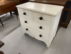 19th cent. Painted pine chest of two short over two long drawers. Approx. 36½ins. x 34½ins. x